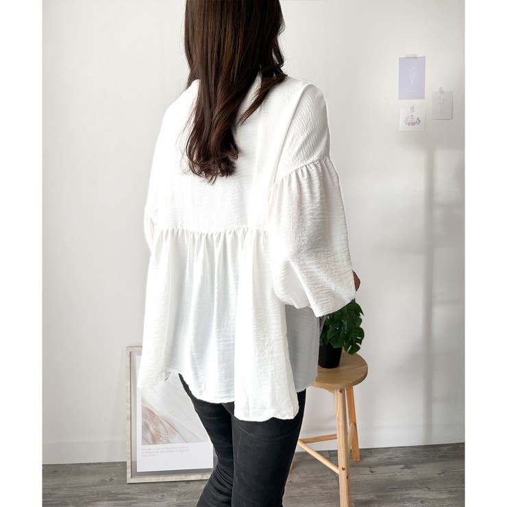 Vネックギャザーブラウス ブラウス 軽やか | Dewlily | 詳細画像15 