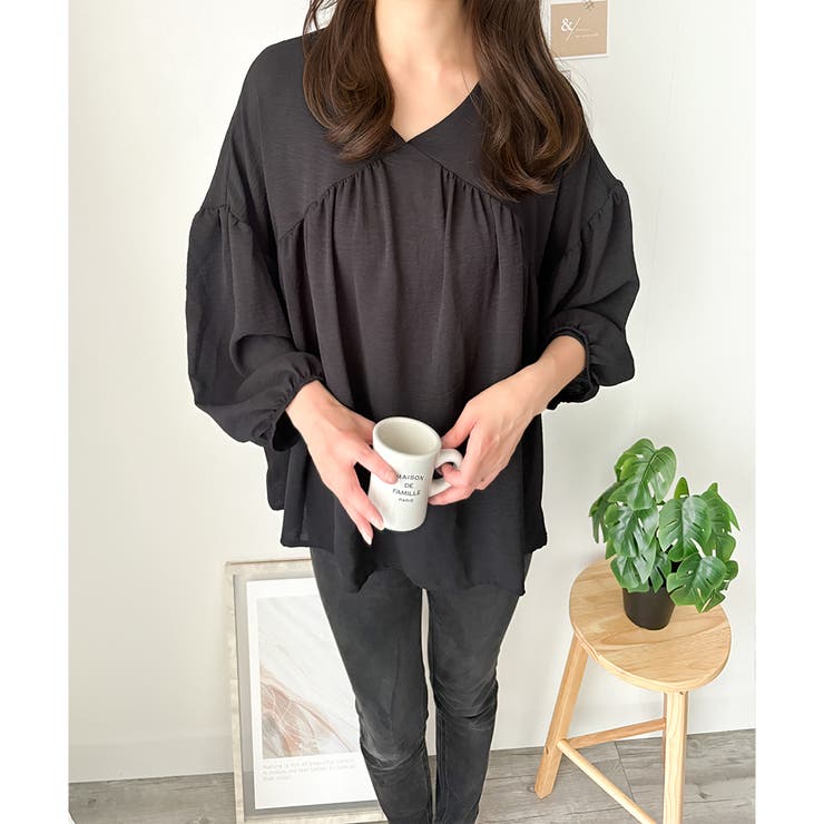 Vネックギャザーブラウス ブラウス 軽やか | Dewlily | 詳細画像19 