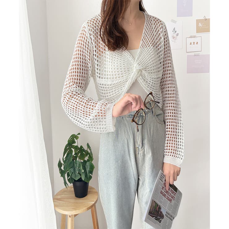 透かし編みねじりショートトップス 韓国 ファッション | Dewlily | 詳細画像24 