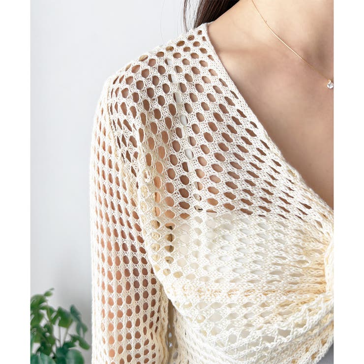 透かし編みねじりショートトップス 韓国 ファッション | Dewlily | 詳細画像29 