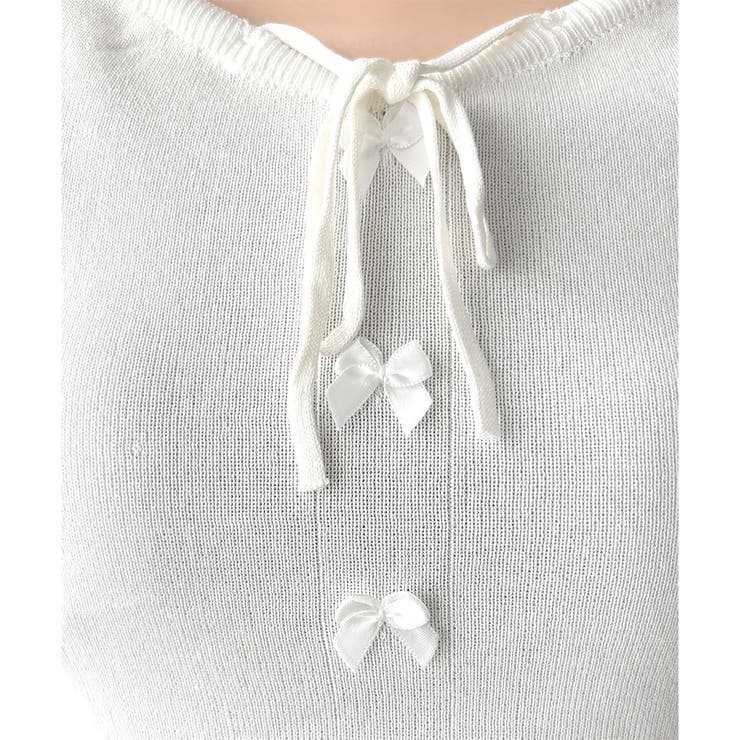 リボン付きショートニットトップス レディース 半袖 | Dewlily | 詳細画像30 