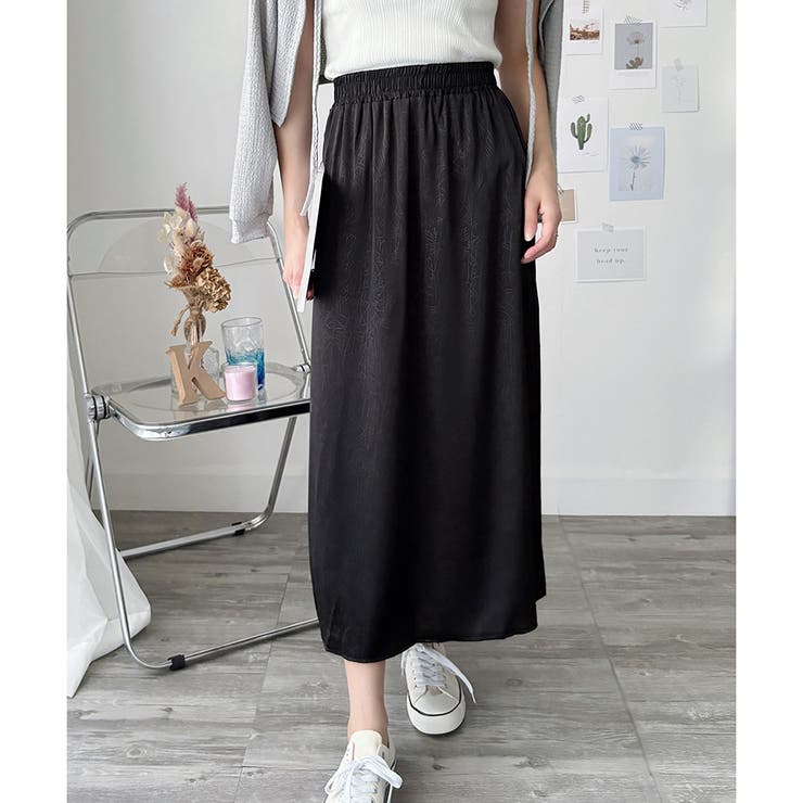 サテン風ロングスカート レディース 無地 | Dewlily | 詳細画像10 