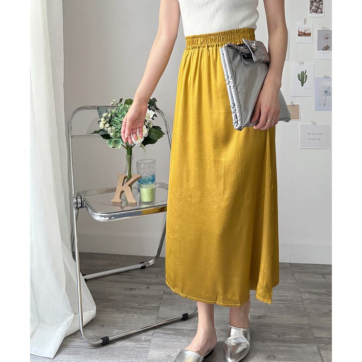 サテン風ロングスカート レディース 無地 | Dewlily | 詳細画像15 