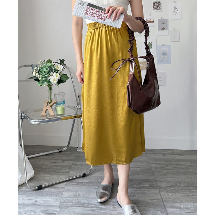 サテン風ロングスカート レディース 無地 | Dewlily | 詳細画像16 