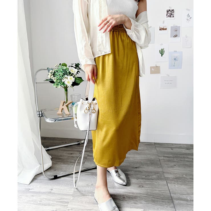 サテン風ロングスカート レディース 無地 | Dewlily | 詳細画像17 