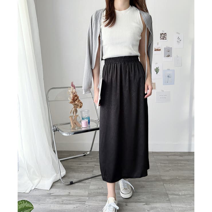 サテン風ロングスカート レディース 無地 | Dewlily | 詳細画像23 