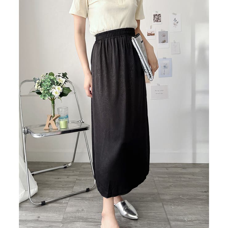 サテン風ロングスカート レディース 無地 | Dewlily | 詳細画像6 