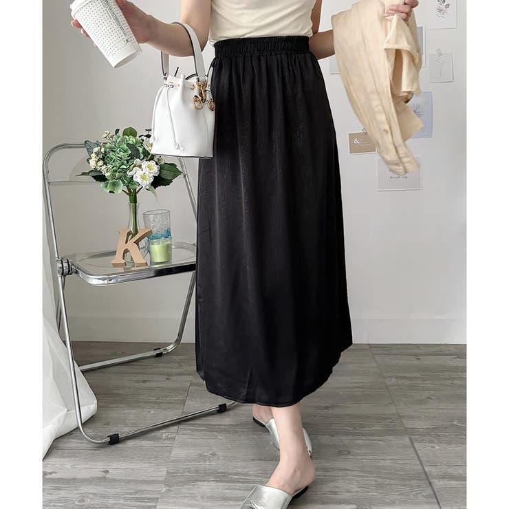 サテン風ロングスカート レディース 無地 | Dewlily | 詳細画像8 