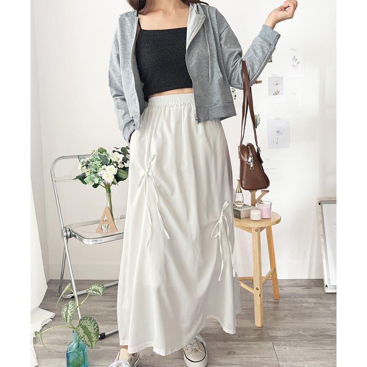 リボン付きロングスカート レディース 無地 | Dewlily | 詳細画像17 