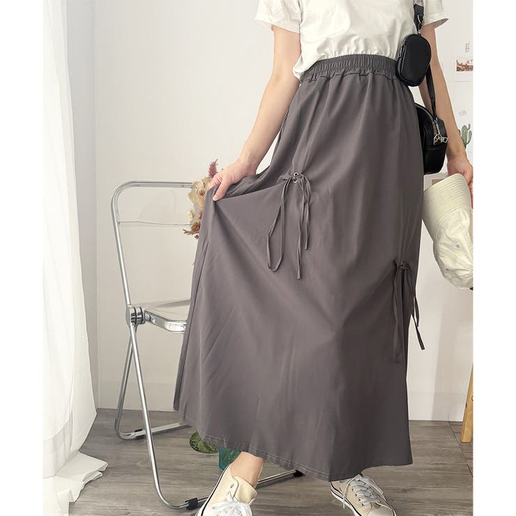 リボン付きロングスカート レディース 無地 | Dewlily | 詳細画像19 