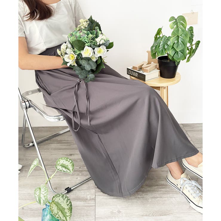 リボン付きロングスカート レディース 無地 | Dewlily | 詳細画像4 