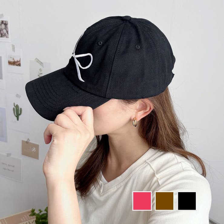 リボン刺繍キャップ レディース ベースボールキャップ | Dewlily | 詳細画像1 