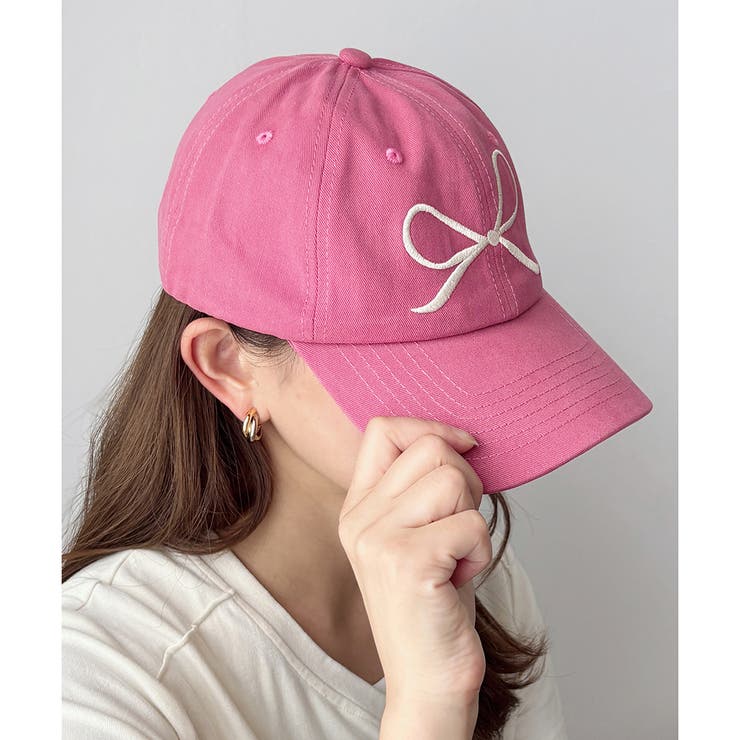 ピンク | リボン刺繍キャップ レディース ベースボールキャップ | Dewlily