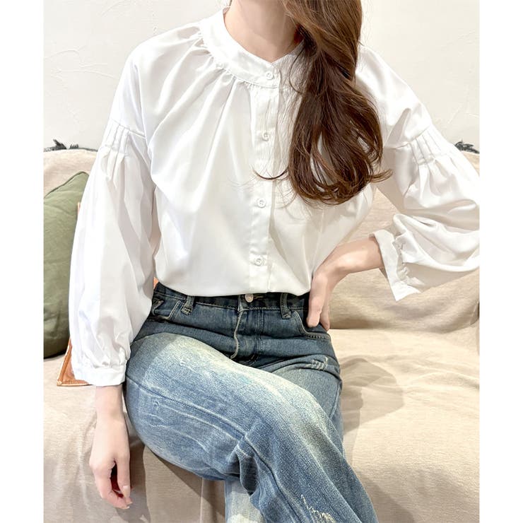 リラックスパフスリーブブラウス 体型カバー 長袖 | Dewlily | 詳細画像10 