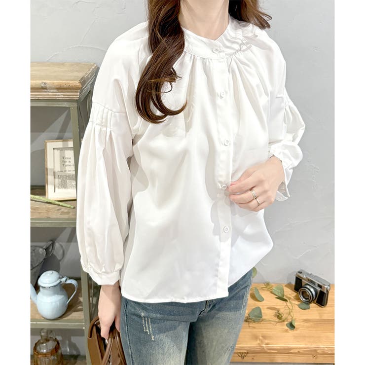 リラックスパフスリーブブラウス 体型カバー 長袖 | Dewlily | 詳細画像11 