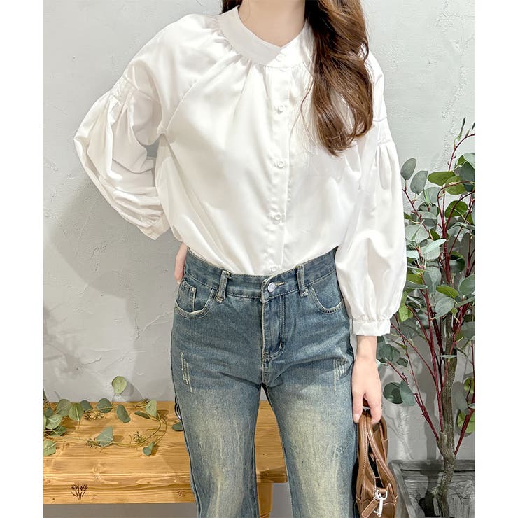 リラックスパフスリーブブラウス 体型カバー 長袖 | Dewlily | 詳細画像16 