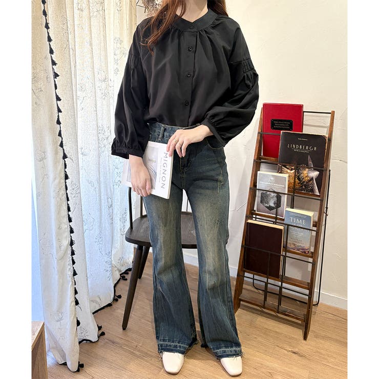 リラックスパフスリーブブラウス 体型カバー 長袖 | Dewlily | 詳細画像22 