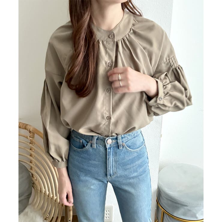 リラックスパフスリーブブラウス 体型カバー 長袖 | Dewlily | 詳細画像24 