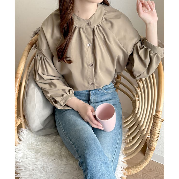 リラックスパフスリーブブラウス 体型カバー 長袖 | Dewlily | 詳細画像26 