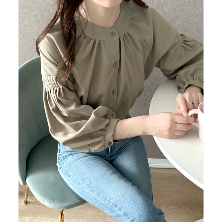 リラックスパフスリーブブラウス 体型カバー 長袖 | Dewlily | 詳細画像27 