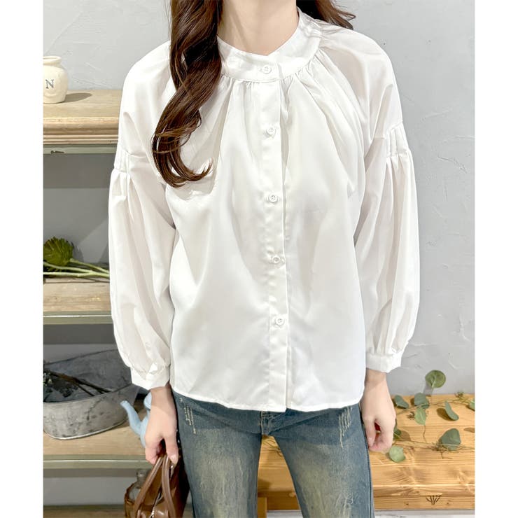 リラックスパフスリーブブラウス 体型カバー 長袖 | Dewlily | 詳細画像9 