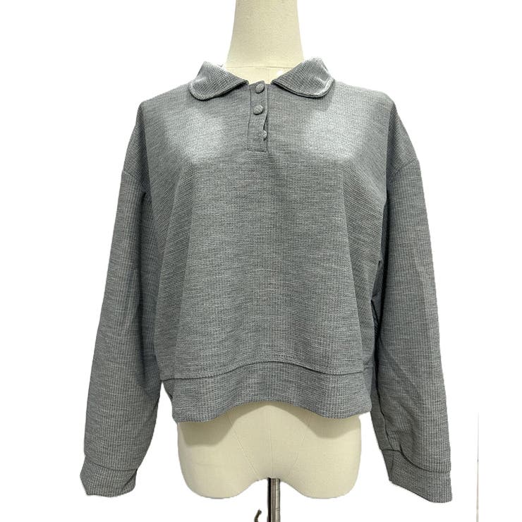 ショート丈ワッフル風ポロプルオーバー 韓国 レディース | Dewlily | 詳細画像17 