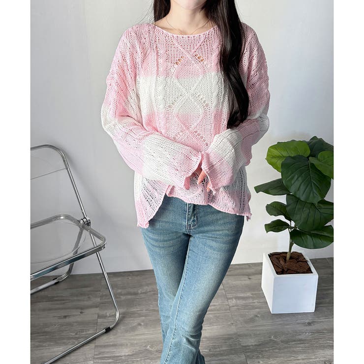 ワイドボーダールーズニットトップス 大人カジュアル ゆったり | Dewlily | 詳細画像14 