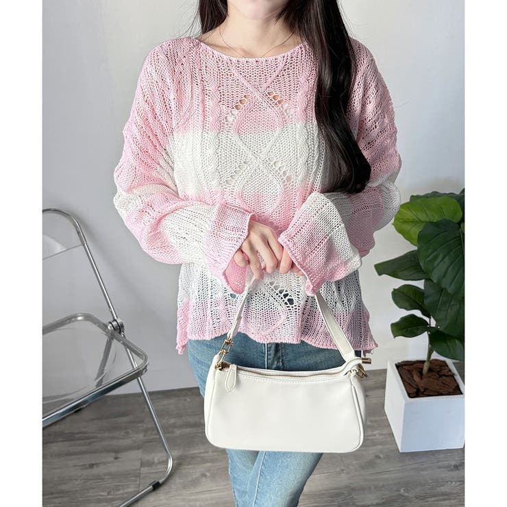 ワイドボーダールーズニットトップス 大人カジュアル ゆったり | Dewlily | 詳細画像15 