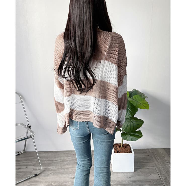 ワイドボーダールーズニットトップス 大人カジュアル ゆったり | Dewlily | 詳細画像21 