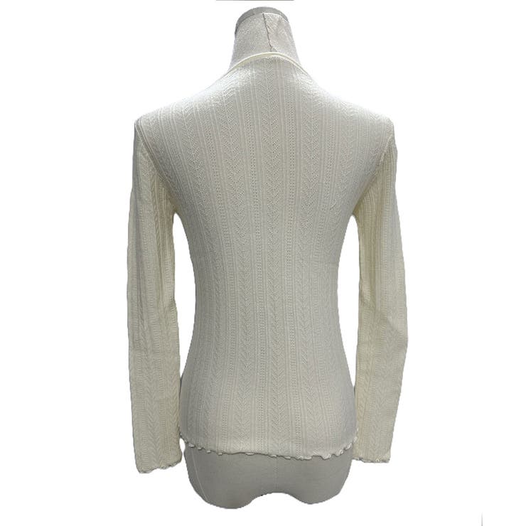 ラウンドネックメロウフリルリブニット 体型カバー 白 | Dewlily | 詳細画像22 