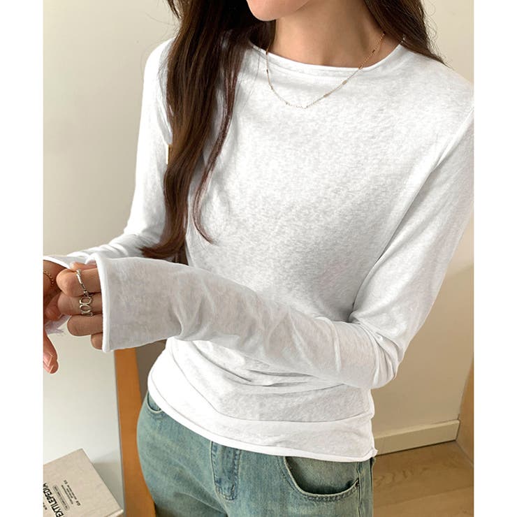 ナチュラルフィット長袖カットソー 体型カバー 無地 | Dewlily | 詳細画像13 