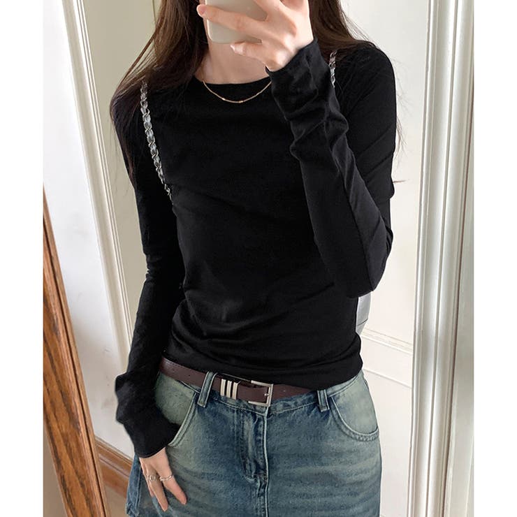 ナチュラルフィット長袖カットソー 体型カバー 無地 | Dewlily | 詳細画像19 