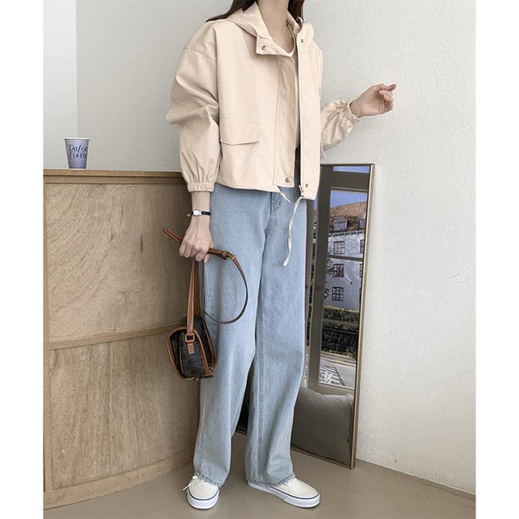 ショート丈ドロストフードジャケット マウンテンパーカー 体型カバー | Dewlily | 詳細画像16 