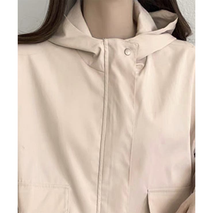 ショート丈ドロストフードジャケット マウンテンパーカー 体型カバー | Dewlily | 詳細画像21 