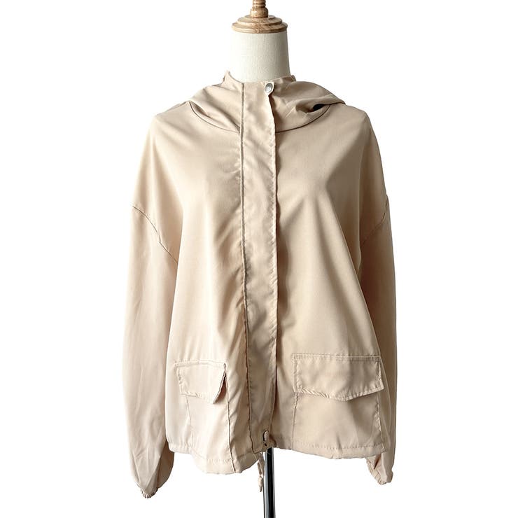 ショート丈ドロストフードジャケット マウンテンパーカー 体型カバー | Dewlily | 詳細画像25 