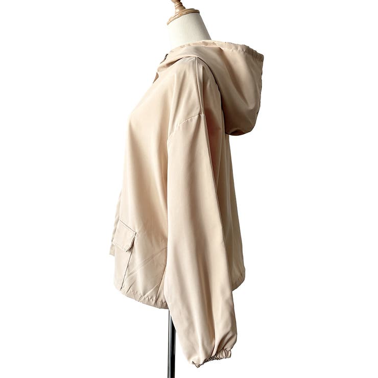 ショート丈ドロストフードジャケット マウンテンパーカー 体型カバー | Dewlily | 詳細画像27 