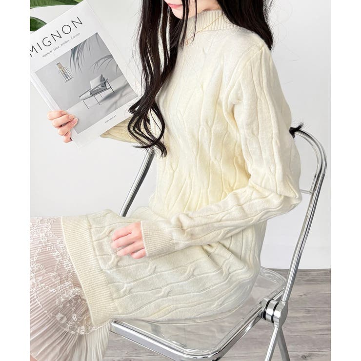 レースドッキングニットワンピース ワンピース ロング丈 | Dewlily | 詳細画像14 