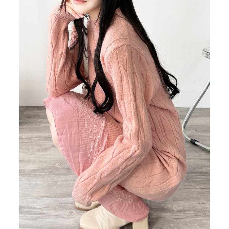 レースドッキングニットワンピース ワンピース ロング丈 | Dewlily | 詳細画像26 