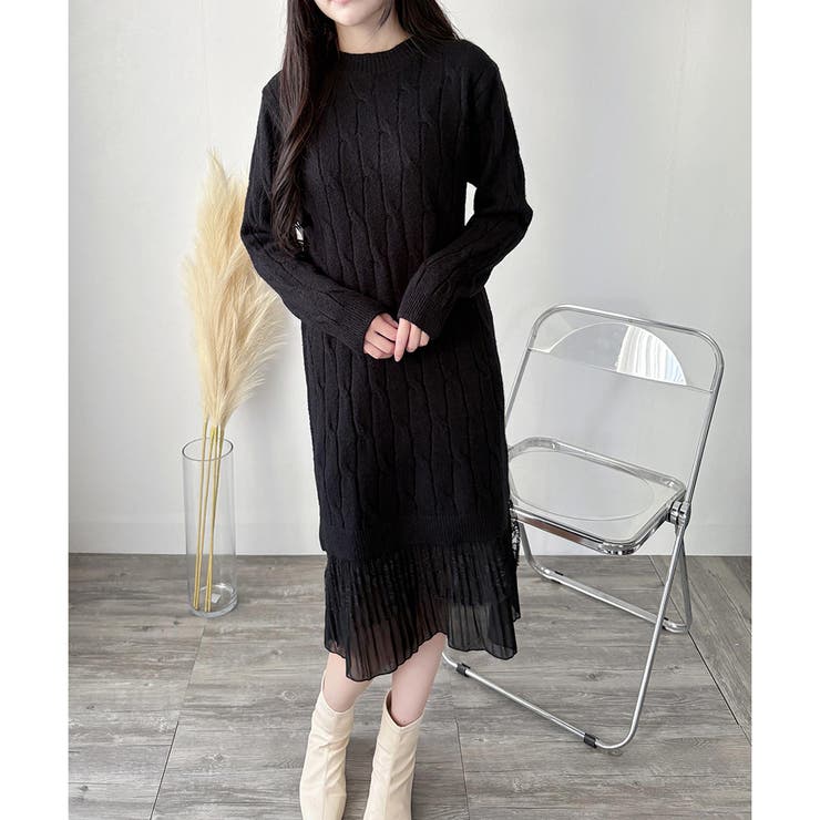 レースドッキングニットワンピース ワンピース ロング丈 | Dewlily | 詳細画像28 