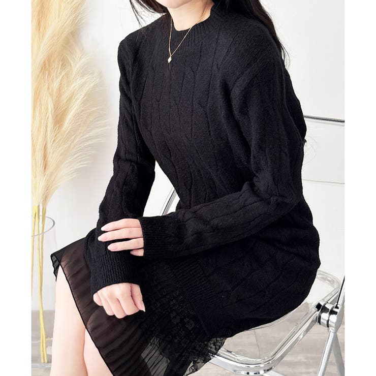 レースドッキングニットワンピース ワンピース ロング丈 | Dewlily | 詳細画像32 