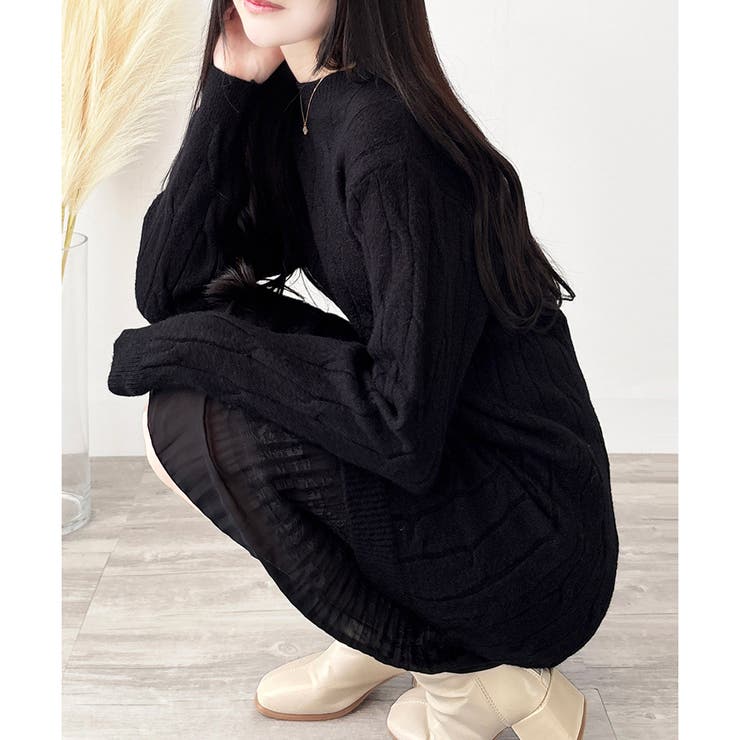 レースドッキングニットワンピース ワンピース ロング丈 | Dewlily | 詳細画像34 