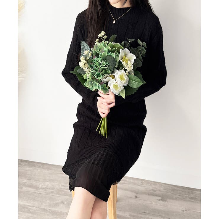 レースドッキングニットワンピース ワンピース ロング丈 | Dewlily | 詳細画像35 