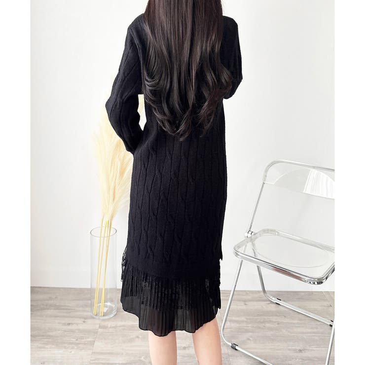 レースドッキングニットワンピース ワンピース ロング丈 | Dewlily | 詳細画像39 