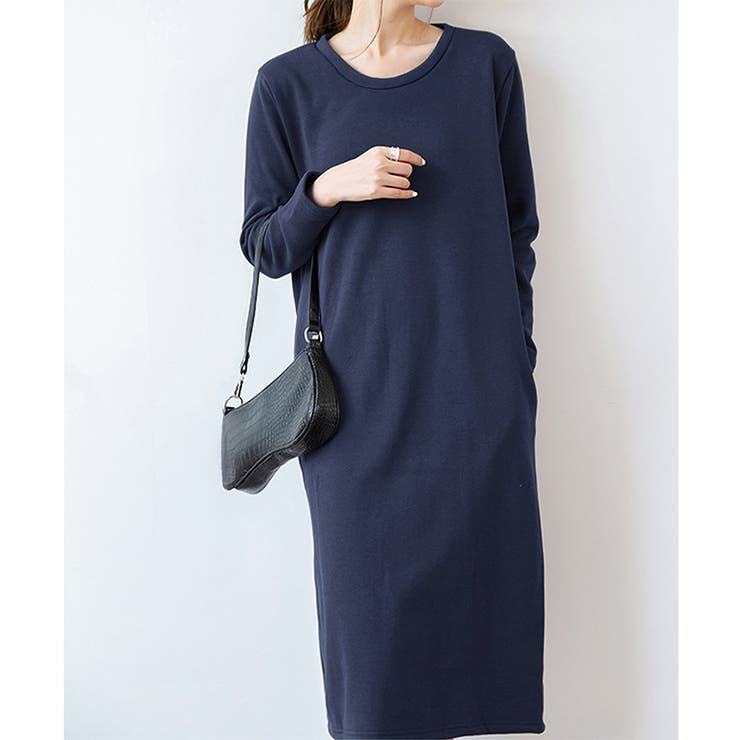 ナチュラルフィット裏起毛ワンピース ロング あったか | Dewlily | 詳細画像15 