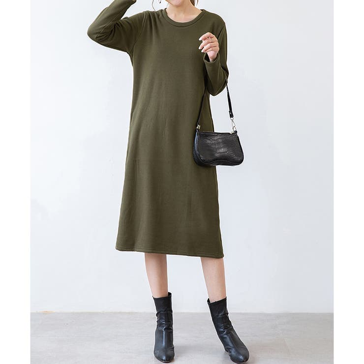 ナチュラルフィット裏起毛ワンピース ロング あったか | Dewlily | 詳細画像18 