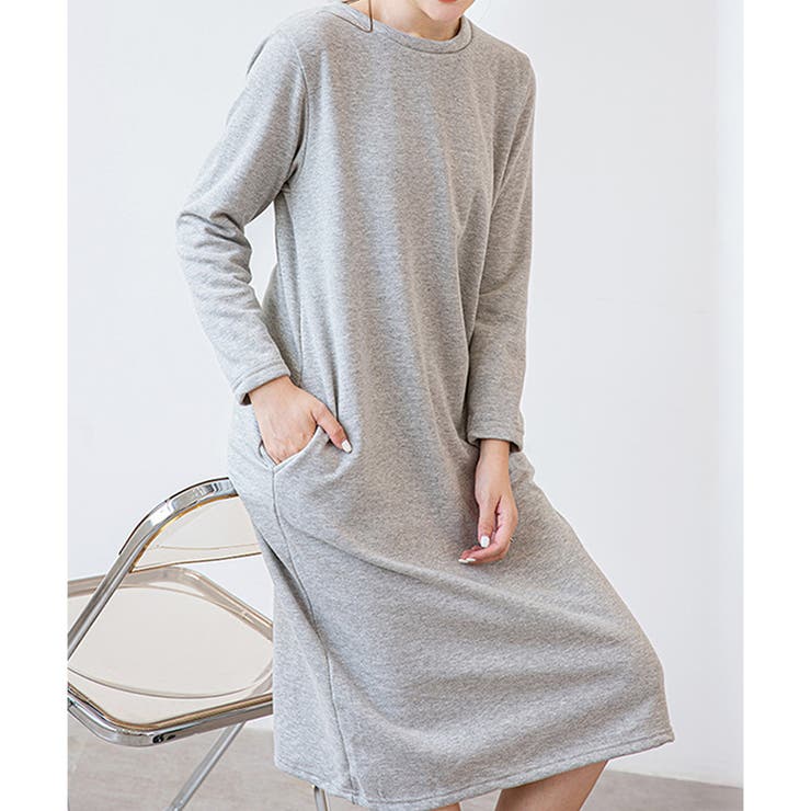 ナチュラルフィット裏起毛ワンピース ロング あったか | Dewlily | 詳細画像21 
