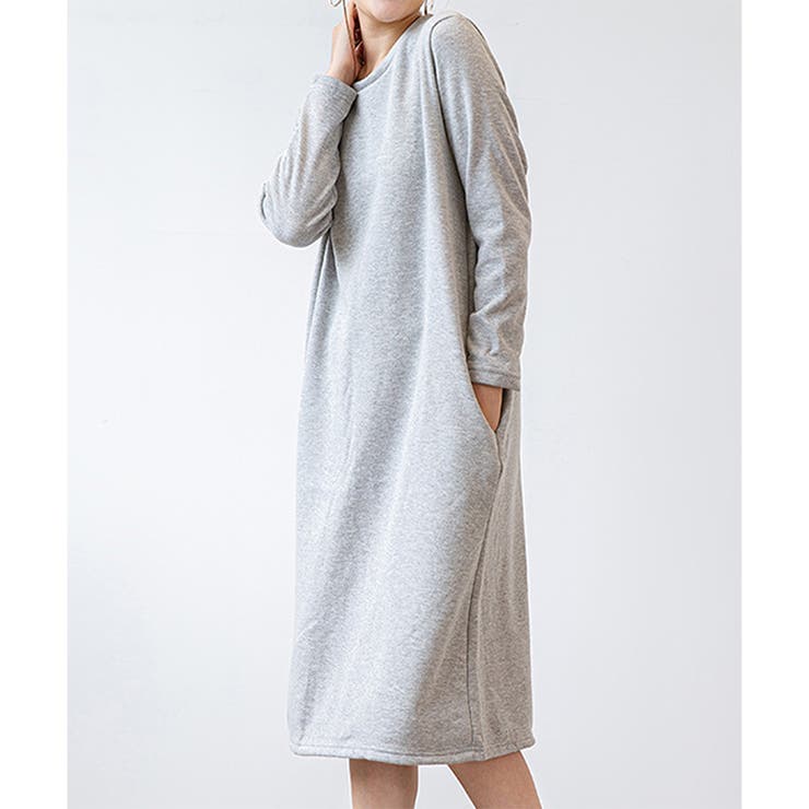 ナチュラルフィット裏起毛ワンピース ロング あったか | Dewlily | 詳細画像22 