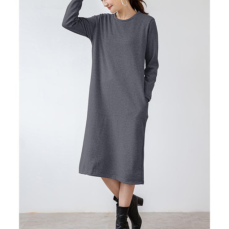 ナチュラルフィット裏起毛ワンピース ロング あったか | Dewlily | 詳細画像24 