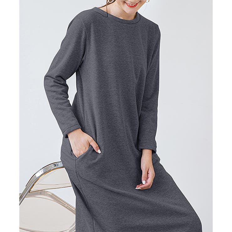 ナチュラルフィット裏起毛ワンピース ロング あったか | Dewlily | 詳細画像27 