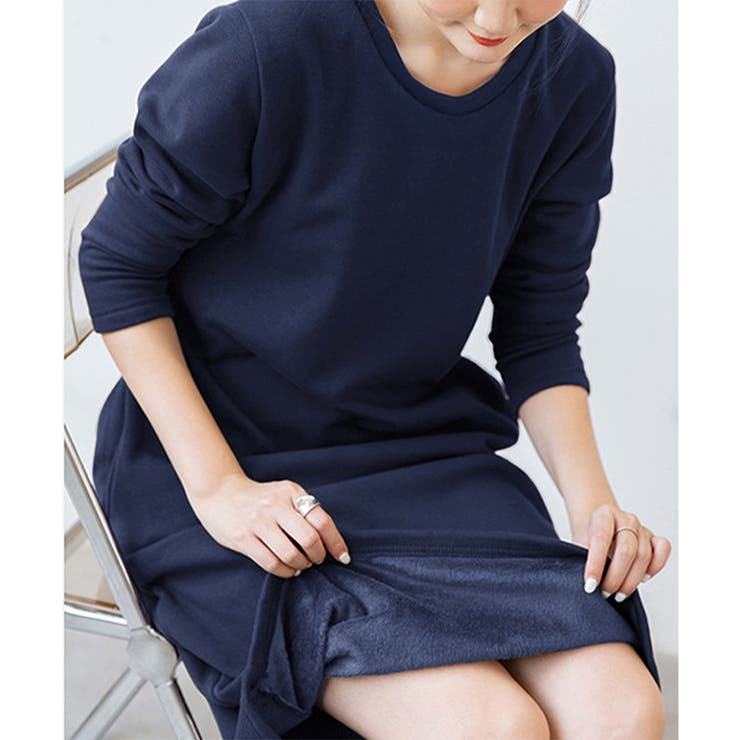 ナチュラルフィット裏起毛ワンピース ロング あったか | Dewlily | 詳細画像28 